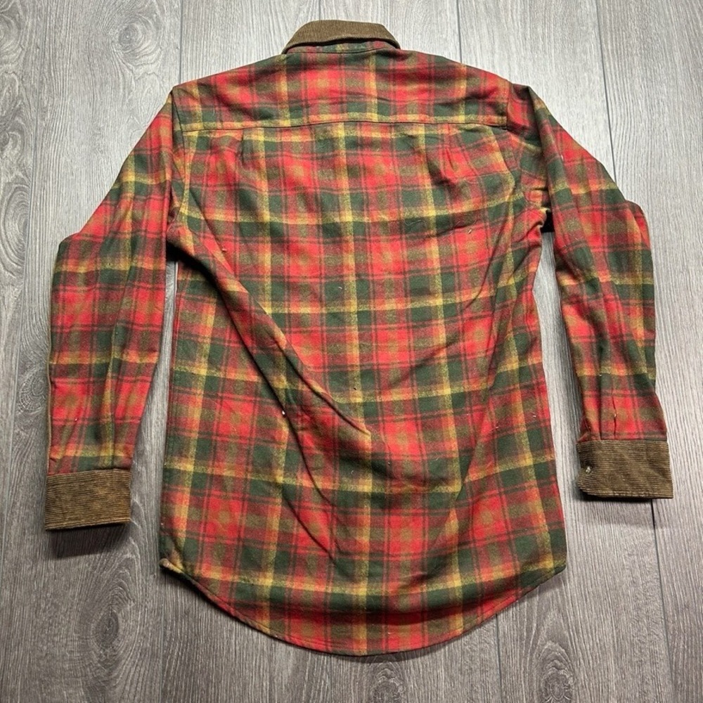 Pendleton Adventure Shirt Mens XXS Red Green Plaid Wool Elbow Patch Corduroy - Picture 5 of 8